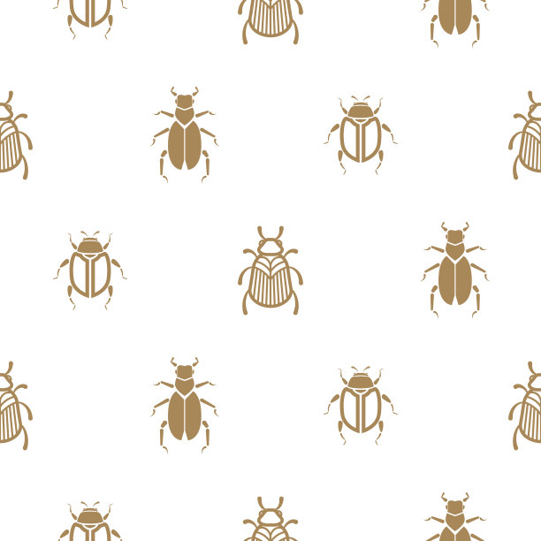 金龟子和白色矢量无缝图案印刷