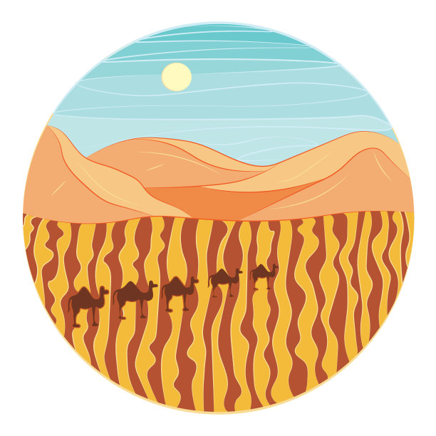 沙漠和骆驼队