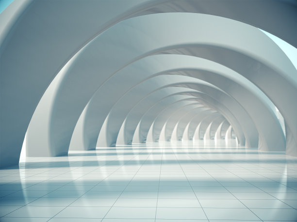 抽象结构，产品展示背景，长隧道。三维渲染