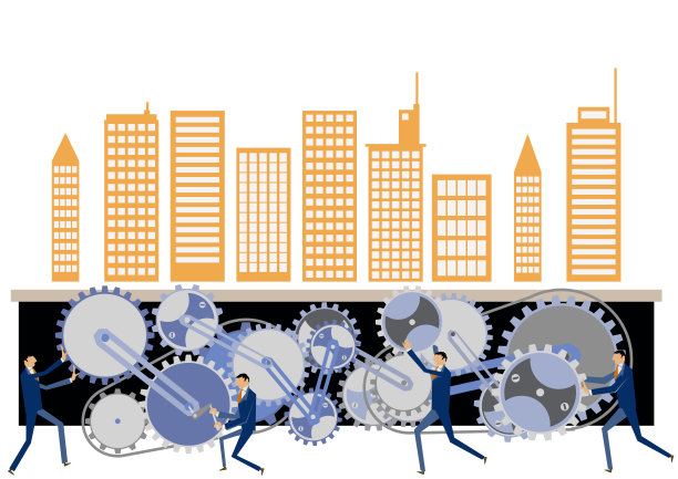 商业形象和城市功能。商人和齿轮夹艺术。