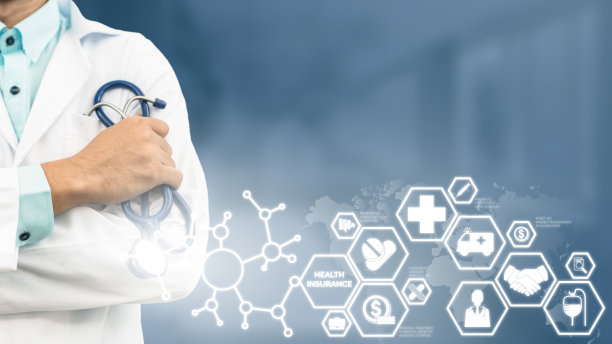 医生与健康保险现代界面图标