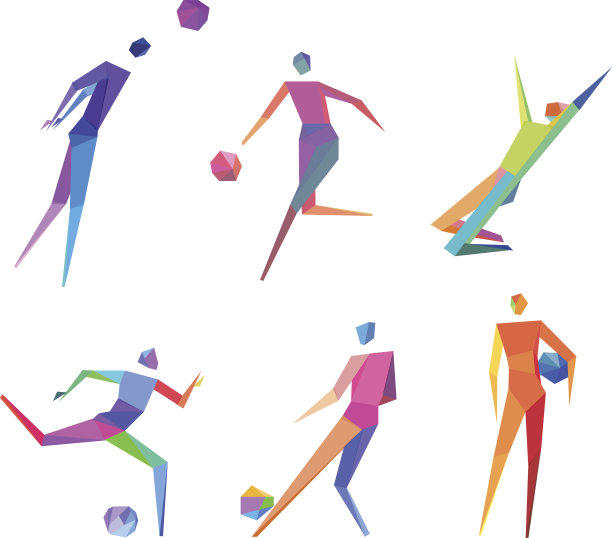 六位多边形的人在踢足球