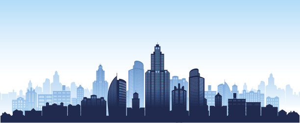 城市天际线全景水平背景