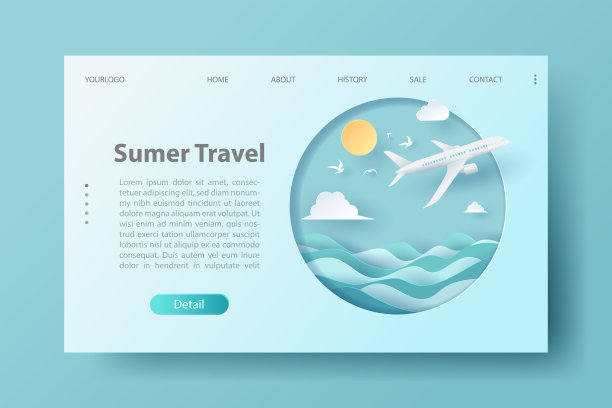 旅游网站模板和夏季旅游横幅设计。