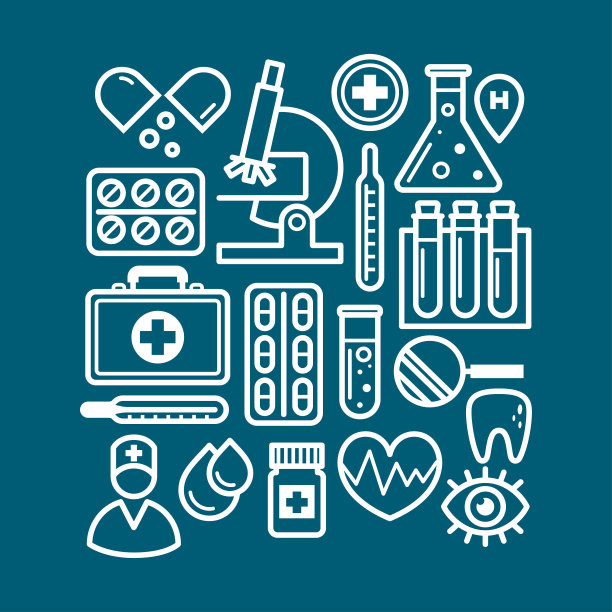 蓝色背景上的医疗图标