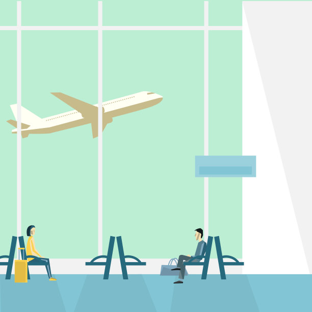 机场的人。矢量插图。