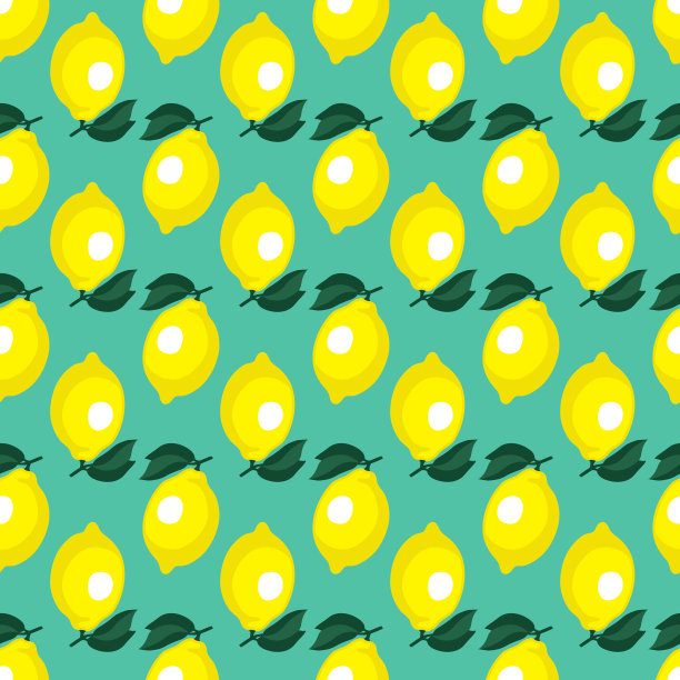 黄色柠檬无缝图案。矢量插图。