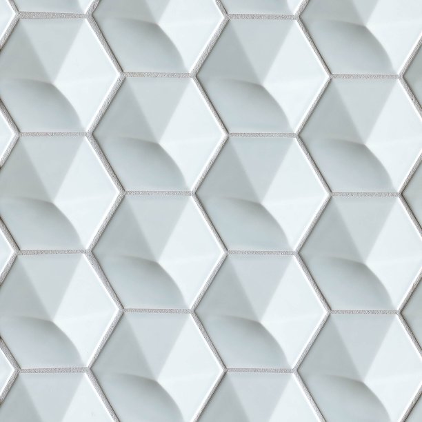 天蓝色的无缝六边形3D瓷砖墙砖纹理