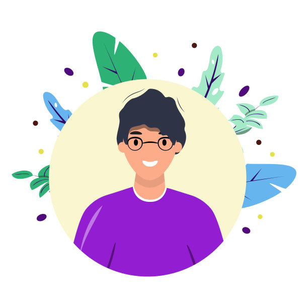 男人postrait。现代平面设计插图。