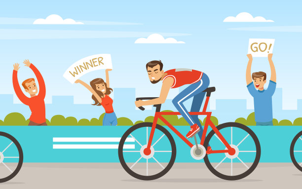 运动与人速度自行车或骑自行车矢量插图