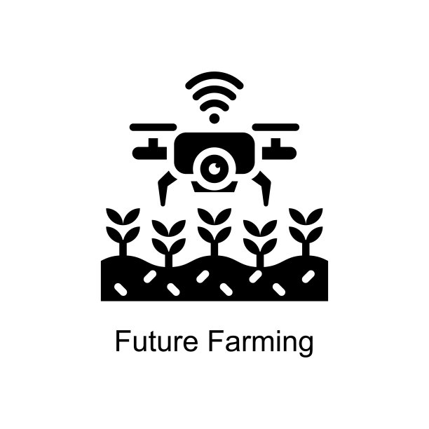 未来农业矢量固体图标设计插图。教育技术符号在白色背景EPS 10文件