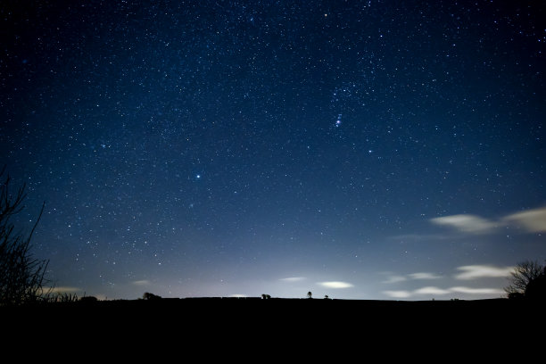 夜空中明亮的星星在空间景观乡村景象