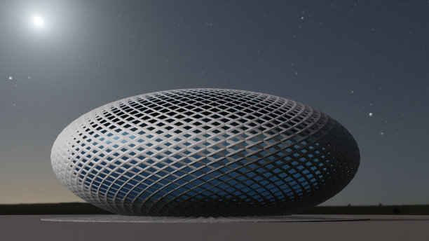 科幻大厦的3D插画