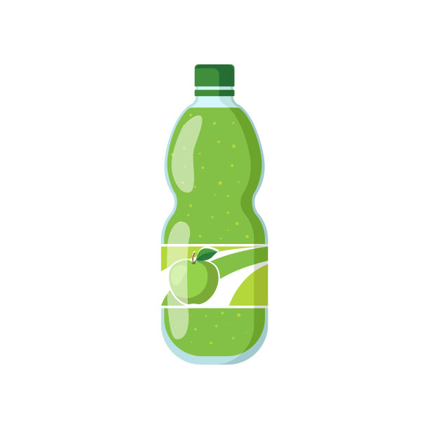 塑料瓶的苹果苏打矢量插图