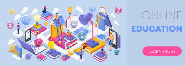 在线教育等距平面设计。用于电子学习平台、网站和应用程序的现代矢量图形。读书的概念。