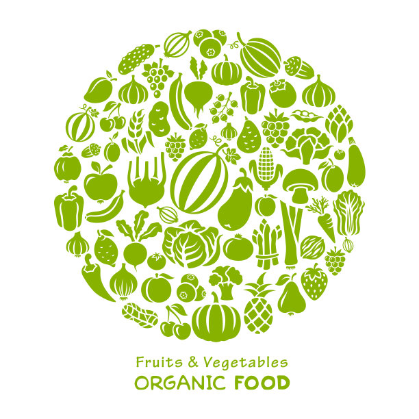 新鲜蔬菜和水果拼贴