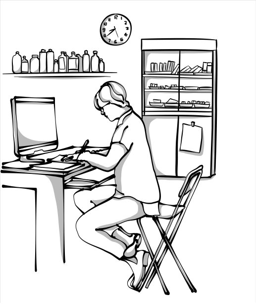 努力工作的药剂师