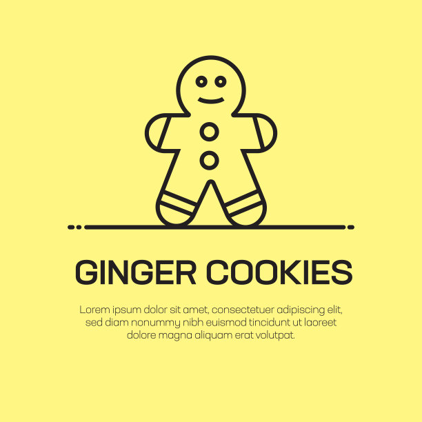 姜饼矢量线图标-简单的细线图标，优质的设计元素