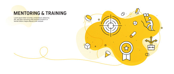 指导和培训相关的现代线条风格矢量插图