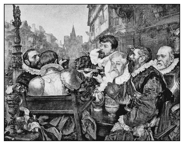 古董插图:庆祝祝酒