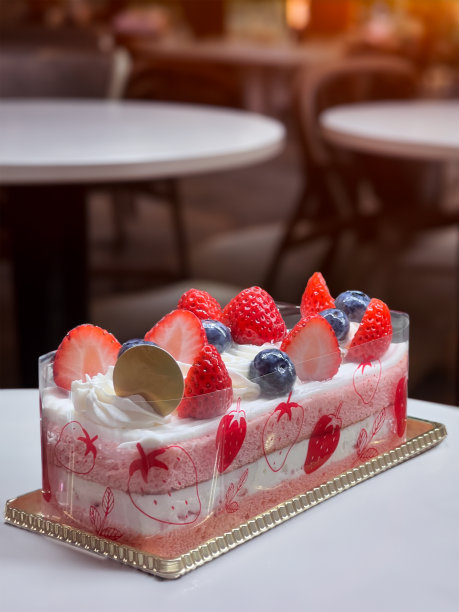 草莓香草水果浆果牛奶蛋糕甜点可爱美味美味的奶油亚洲日本韩国风格美丽的自制蛋糕餐厅咖啡厅白色透明剪贴画裁剪背景