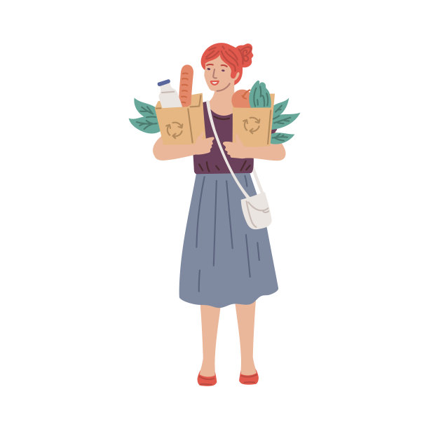 环保的生活方式和可重复使用的物品，平面矢量插图孤立。