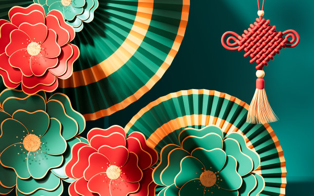 中国传统背景图案，中国风格背景，3d渲染。